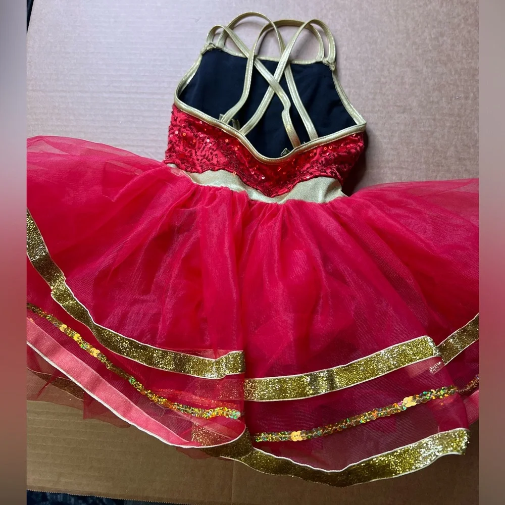 Weissman Gold Metallic Ribbon and Sequin Tutu Dress Size Child Small Red - Picture 4 of 9